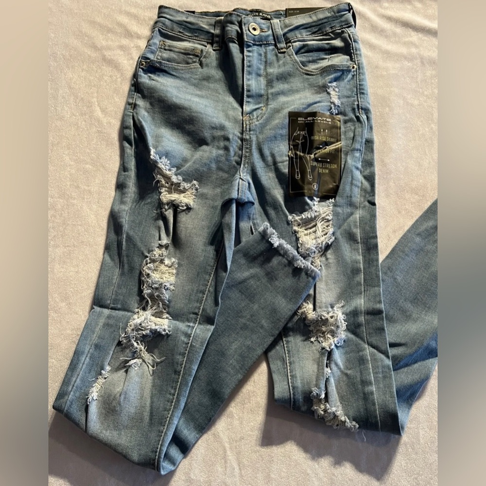 NEW Elite Jeans Savage Collection High Rise Ripped Ankle Jeans Distressed